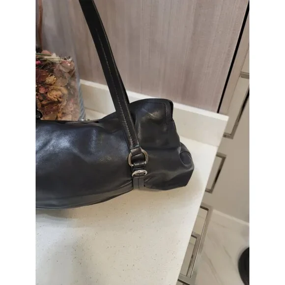 PRADA Milano Italy Black Tessuto-Vitelli Push-lock Easy Shoulder Bag Vintage - Picture 4 of 13